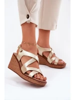 Sandały Damskie Na Koturnie Sergio Leone SK223 Złote