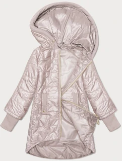 Perleťovo ružová dámska prešívaná bunda s ozdobným sťahovacím lemom S'West (B8345-51)