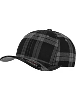 Flexfit 6197 6-panelová čiapka s šiltom „Tartan Plaid“ 55.6197 čierna/sivá