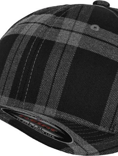 Flexfit 6197 6-panelová čiapka s šiltom „Tartan Plaid“ 55.6197 čierna/sivá