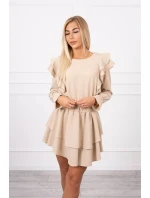 Šaty so zvislými volánmi béžovej