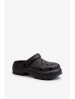 Piankowe Klapki Damskie Na Masywnej Podeszwie Czarne Danollia