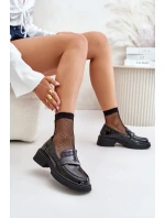 Lakierowane Mokasyny Loafersy Damskie Z Ozdobą D&A LZ42-031 Czarne