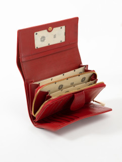 Monnari Peňaženky Dámska kožená peňaženka s multi červeným vzorom