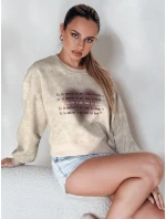 Dámska nadrozmerná mikina so srdcom DESSER béžová FashionStreet BY1465