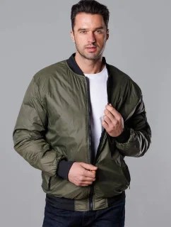 Pánska bunda typu "bomber" v army farbe s prešívanou podšívkou (AK95-3)