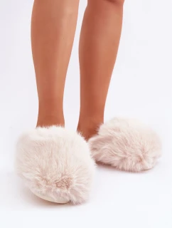 Futrzane Kapcie Damskie Jasnobeżowe Wladisa