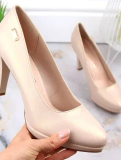 Sergio Leone W SK53N béžové lodičky na platforme a podpätku