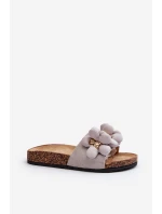 Klapki Damskie Z Ozdobami Szare Bunlia