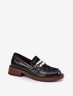 Dámske lakované mokasíny s rôznymi detailmi D&A MR52-173 Black