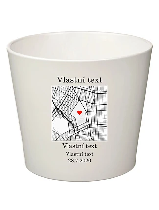 Personalizovaný keramický kvetináč s mapou – veľký Personalizovaný keramický kvetináč s mapou – veľký