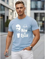 Pánske klasické bavlnené tričko s modrou potlačou FashionStreet NX5145R Pánske klasické bavlnené tričko s modrou potlačou FashionStreet NX5145R