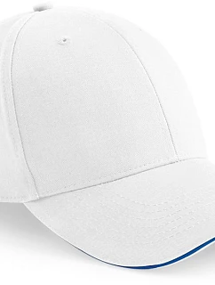 Beechfield B 20 6-panelová sendvičová čiapka „Athleisure“ 53.0020 biela/jasne kráľovská modrá