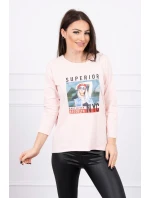 Blúzka s potlačou Superior púdrovo ružová