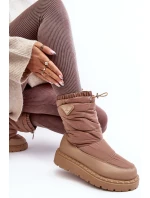 Śniegowce Damskie Na Grubej Podeszwie Ciemnobeżowe Lureta