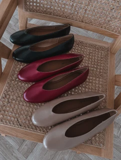 Baleriny Damskie Z Eko Skóry Na Płaskim Obcasie Czarne Olyssia