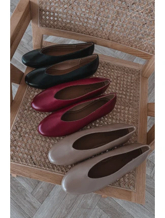 Baleriny Damskie Z Eko Skóry Na Płaskim Obcasie Czarne Olyssia