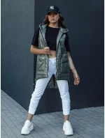 Dámska prešívaná dlhá vesta s kapucňou JESS zelená FashionStreet TY4442