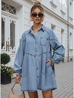 Dámske oversize džínsové šaty v košeľovom štýle FashionStreet EY2688 Dámske oversize džínsové šaty v košeľovom štýle FashionStreet EY2688