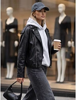 Dámska bunda v štýle Ramones z ekologickej kože, čierna, FashionStreet TY5917 Dámska bunda v štýle Ramones z ekologickej kože, čierna, FashionStreet TY5917