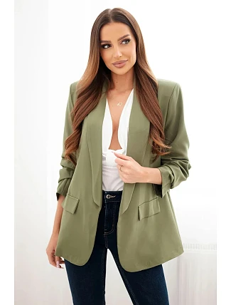 Elegantné sako s klopami svetlej khaki farby Elegantné sako s klopami svetlej khaki farby