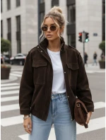 FashionStreet dámska semišová bunda bomber v čokoládovej farbe TY5577