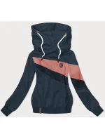 Šedá a modrá dámska mikina s kapucňou (2301)