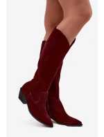 Kovbojské topánky z prírodného semišu s vyhrievaním Zazoo 4225 Burgundy Kovbojské topánky z prírodného semišu s vyhrievaním Zazoo 4225 Burgundy