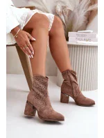 Dámske členkové topánky Acorn na podpätku Eco Suede Brown S.Barski Dámske členkové topánky Acorn na podpätku Eco Suede Brown S.Barski