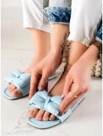 Komfortné modré nazúvaky dámske bez podpätku