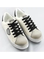 Bielo-čierne dámske tenisky trampky z rôznych spojených materiálov (1088)