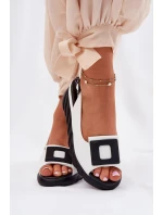 Skórzane Sandały Damskie Na Koturnie z Ozdobą Artiker 56C2157 Białe