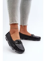 Dámske kožené mokasíny s ozdobou, čierne S.Barski Dámske kožené mokasíny s ozdobou, čierne S.Barski