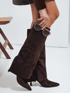 Dámske semišové čižmy so širokým zvrškom hnedé FashionStreet ZY1043