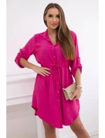 Šaty so zapínaním na gombíky a viazaním v páse vo fuchsiovej farbe Šaty so zapínaním na gombíky a viazaním v páse vo fuchsiovej farbe