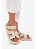 Gumowe Klapki Damskie Z Paskiem Beżowe Tavirae