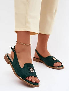 Dámské sandály na ploché podrážce s ozdobným detailem S.Barski KV61-6015 Zelené