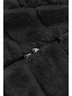 Čierna kožušinová vesta s kapucňou (B8059-1)