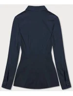 Tmavomodrá blúzka s kontrastnými vsadkami (AWD0205)