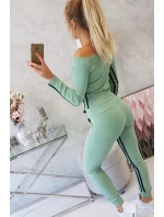 Súprava s dvojitými pruhmi tmavo mätová Súprava s dvojitými pruhmi tmavo mätová