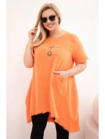 Dámske bavlnené šaty nadrozmernej veľkosti s dlhším chrbtom a vreckom Orange