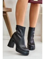 Botki Na Słupku Ze Skóry Naturalnej GOE OO2N4166-W2 Czarne