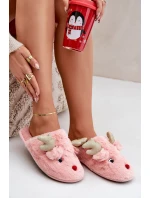 Kapcie Świąteczne Z Motywem Renifera Futrzane Różowe Asielle