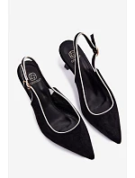 Dámské sandály na podpatku s lemovkou Černé Relmira