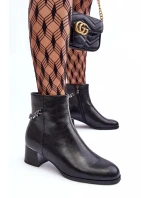 Dámske členkové topánky s nízkym podpätkom JC101P Black - Seastar