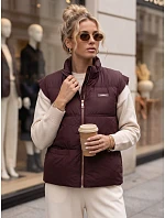 Dámska prešívaná vesta so stojáčikom, vínová, FashionStreet TY5968 Dámska prešívaná vesta so stojáčikom, vínová, FashionStreet TY5968