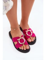 Klapki Damskie Na Płaskim Obcasie Z Ozdobą Vinceza 17381 Fuksja