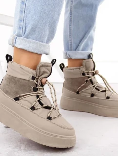 Dámske snežnice na platforme WOL280B Beige - Potocki