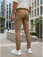 Pánske chinos nohavice s opaskom béžová FashionStreet UX4499