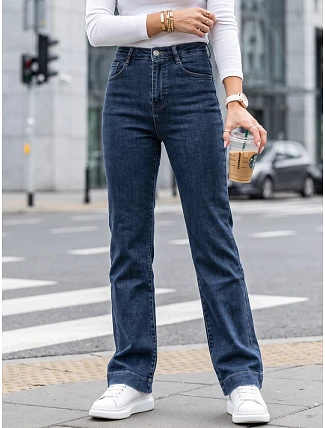 Dámske džínsy so širokými nohavicami a vysokým pásom, tmavomodré, FashionStreet UY3099 Dámske džínsy so širokými nohavicami a vysokým pásom, tmavomodré, FashionStreet UY3099